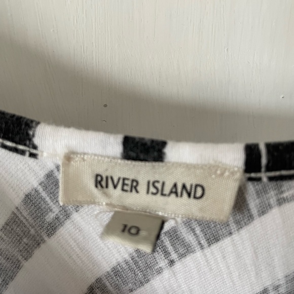 River Island Striped Slip Dress Size 10 Fit 8 White Black Strappy Midi - Picture 9 of 11